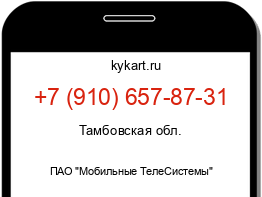 Информация о номере телефона +7 (910) 657-87-31: регион, оператор