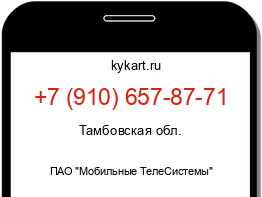 Информация о номере телефона +7 (910) 657-87-71: регион, оператор