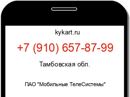 Информация о номере телефона +7 (910) 657-87-99: регион, оператор