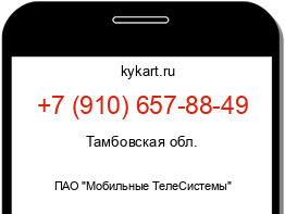 Информация о номере телефона +7 (910) 657-88-49: регион, оператор