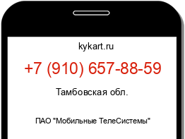 Информация о номере телефона +7 (910) 657-88-59: регион, оператор