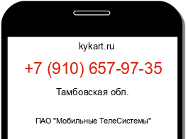 Информация о номере телефона +7 (910) 657-97-35: регион, оператор