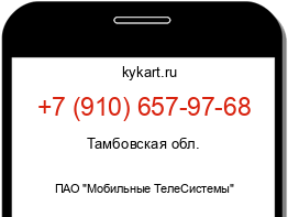 Информация о номере телефона +7 (910) 657-97-68: регион, оператор