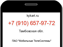 Информация о номере телефона +7 (910) 657-97-72: регион, оператор