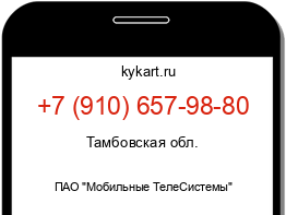 Информация о номере телефона +7 (910) 657-98-80: регион, оператор