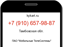 Информация о номере телефона +7 (910) 657-98-87: регион, оператор