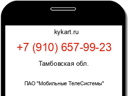 Информация о номере телефона +7 (910) 657-99-23: регион, оператор