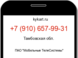 Информация о номере телефона +7 (910) 657-99-31: регион, оператор