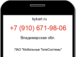 Информация о номере телефона +7 (910) 671-98-06: регион, оператор