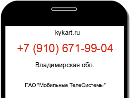 Информация о номере телефона +7 (910) 671-99-04: регион, оператор