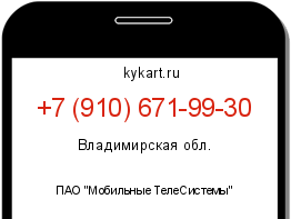 Информация о номере телефона +7 (910) 671-99-30: регион, оператор