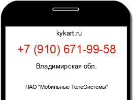 Информация о номере телефона +7 (910) 671-99-58: регион, оператор