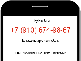 Информация о номере телефона +7 (910) 674-98-67: регион, оператор