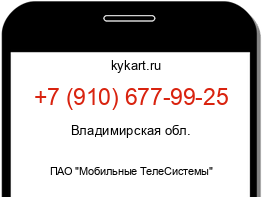 Информация о номере телефона +7 (910) 677-99-25: регион, оператор