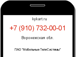 Информация о номере телефона +7 (910) 732-00-01: регион, оператор