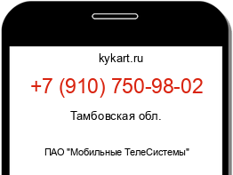 Информация о номере телефона +7 (910) 750-98-02: регион, оператор