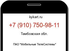 Информация о номере телефона +7 (910) 750-98-11: регион, оператор