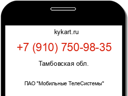 Информация о номере телефона +7 (910) 750-98-35: регион, оператор