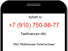 Информация о номере телефона +7 (910) 750-98-77: регион, оператор