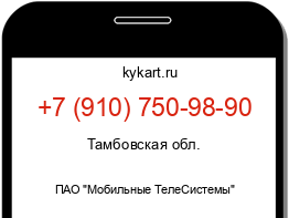 Информация о номере телефона +7 (910) 750-98-90: регион, оператор