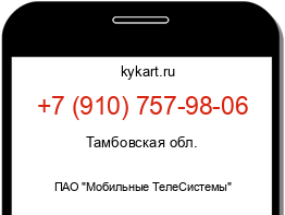 Информация о номере телефона +7 (910) 757-98-06: регион, оператор