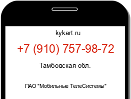 Информация о номере телефона +7 (910) 757-98-72: регион, оператор