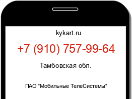 Информация о номере телефона +7 (910) 757-99-64: регион, оператор