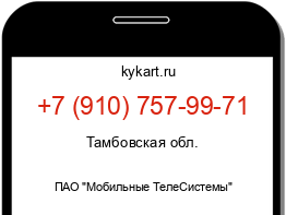 Информация о номере телефона +7 (910) 757-99-71: регион, оператор