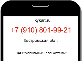 Информация о номере телефона +7 (910) 801-99-21: регион, оператор