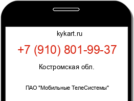 Информация о номере телефона +7 (910) 801-99-37: регион, оператор