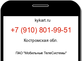 Информация о номере телефона +7 (910) 801-99-51: регион, оператор
