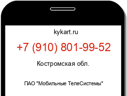 Информация о номере телефона +7 (910) 801-99-52: регион, оператор