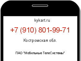 Информация о номере телефона +7 (910) 801-99-71: регион, оператор