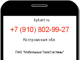 Информация о номере телефона +7 (910) 802-99-27: регион, оператор