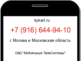 Информация о номере телефона +7 (916) 644-94-10: регион, оператор