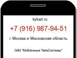 Информация о номере телефона +7 (916) 987-94-51: регион, оператор