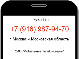 Информация о номере телефона +7 (916) 987-94-70: регион, оператор