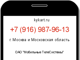 Информация о номере телефона +7 (916) 987-96-13: регион, оператор