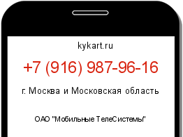 Информация о номере телефона +7 (916) 987-96-16: регион, оператор