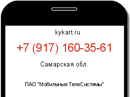 Информация о номере телефона +7 (917) 160-35-61: регион, оператор