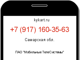 Информация о номере телефона +7 (917) 160-35-63: регион, оператор