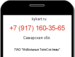 Информация о номере телефона +7 (917) 160-35-65: регион, оператор