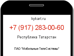 Информация о номере телефона +7 (917) 283-00-60: регион, оператор