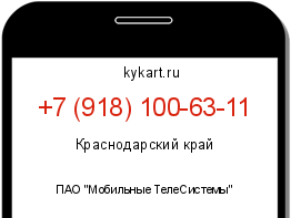Информация о номере телефона +7 (918) 100-63-11: регион, оператор