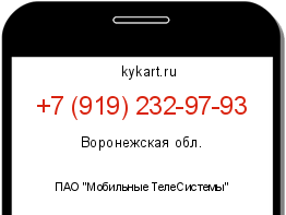Информация о номере телефона +7 (919) 232-97-93: регион, оператор