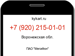 Информация о номере телефона +7 (920) 215-01-01: регион, оператор