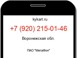 Информация о номере телефона +7 (920) 215-01-46: регион, оператор