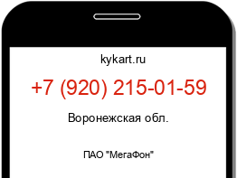 Информация о номере телефона +7 (920) 215-01-59: регион, оператор