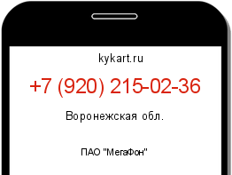 Информация о номере телефона +7 (920) 215-02-36: регион, оператор