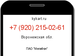 Информация о номере телефона +7 (920) 215-02-61: регион, оператор